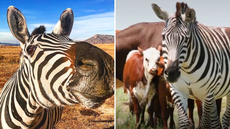 Дикая зебра на молочной ферме